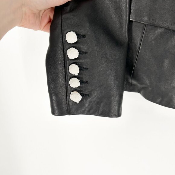 NWOT L'Agence Kenzie Black Lamb Leather Double Breasted Blazer Jacket - Picture 5 of 7